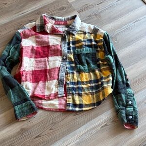 American Eagle Outfitters Colorblock Plaid Button Down Shirt